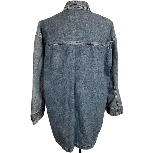 Vintage Liz Claiborne Toggle Heavy Plaid Lined 100% Cotton Jean Jacket Coat Sz M - Picture 9 of 16